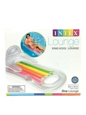Intex King Kool Inflatable Lounge With Headrest & Cupholder 63 x 33.5" Clear